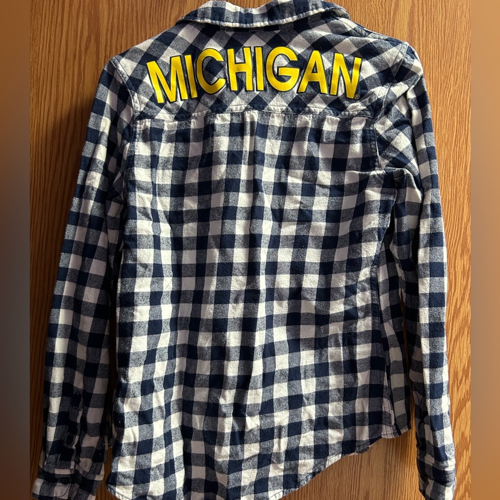 Juniors Michigan Checkered Flannel Shirt